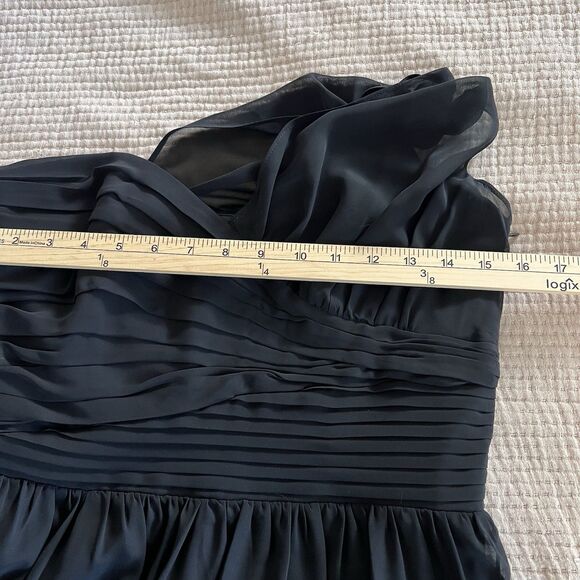 Laundry By Design One Shoulder Mini Dress Women Sz 6 Black Pleated Party Prom - Picture 11 of 15